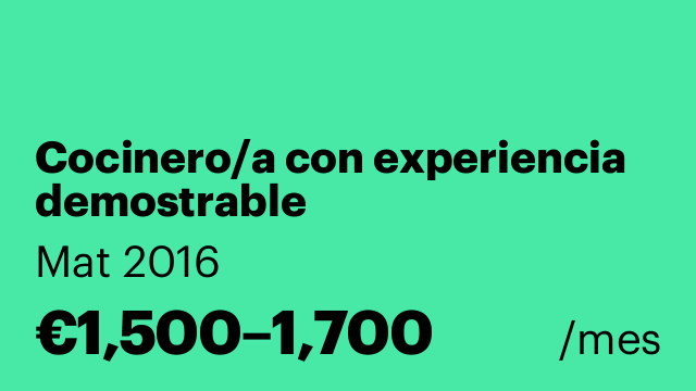 Cocinero/a con experiencia demostrable
