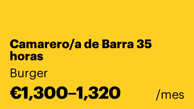 Camarero/a de Barra 35 horas