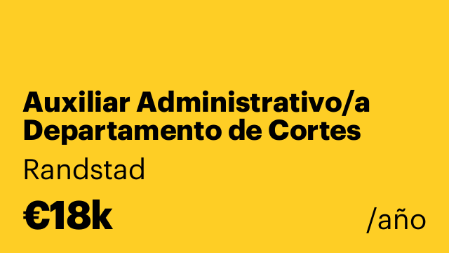 Auxiliar Administrativo/a Departamento de Cortes