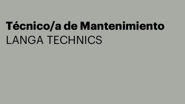 Técnico/a de Mantenimiento