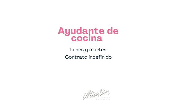 Ayudante de cocina – Lunes y martes, contrato indefinido