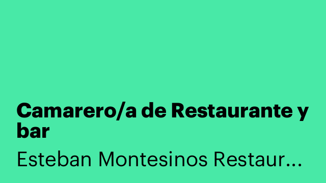 Camarero/a de Restaurante y bar