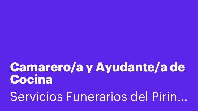 Camarero/a y Ayudante/a de Cocina