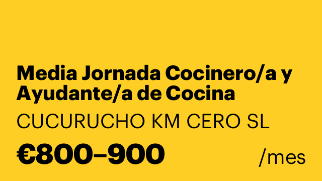 Media Jornada Cocinero/a y Ayudante/a de Cocina
