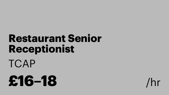 Restaurant Senior Receptionist