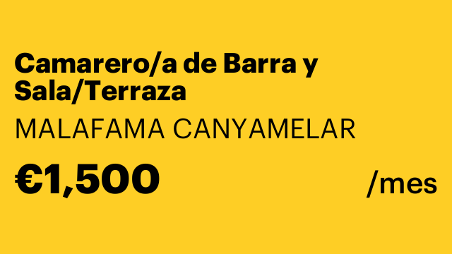 Camarero/a de Barra y Sala/Terraza
