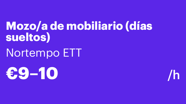 Mozo/a de mobiliario (días sueltos)