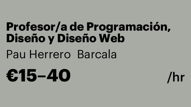 Profesor/a de Programación, Diseño y Diseño Web