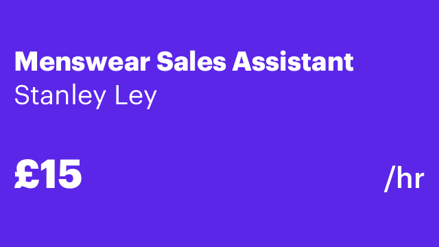 Menswear Sales Assistant