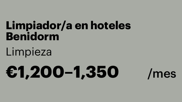 Limpiador/a en hoteles Benidorm