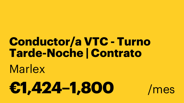 Conductor/a VTC - Turno Tarde-Noche | Contrato indefinido | Base Hospitalet (Barcelona) | Sin experiencia