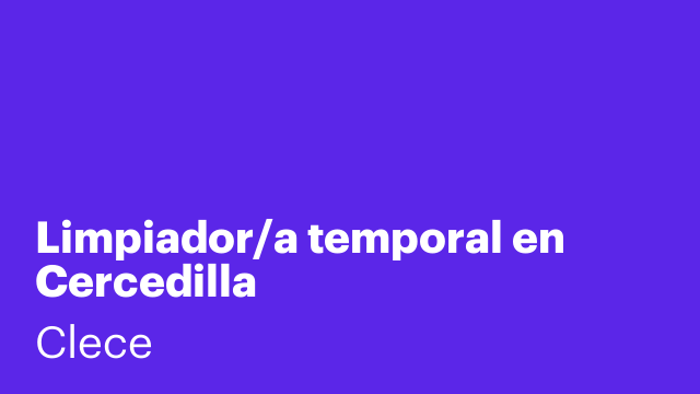 Limpiador/a temporal en Cercedilla