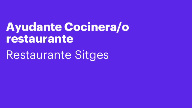 Ayudante Cocinera/o restaurante