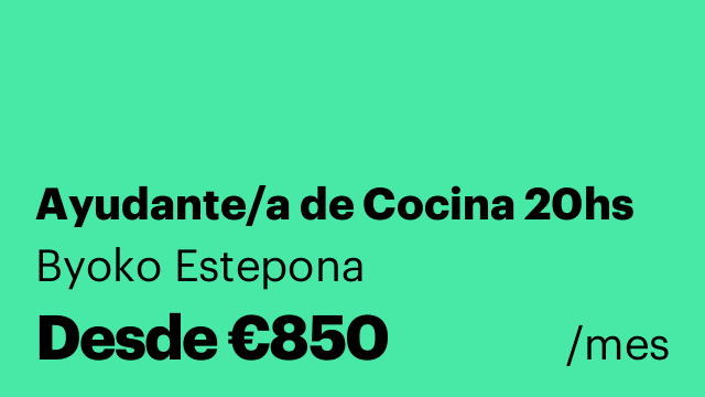 Ayudante/a de Cocina 20hs