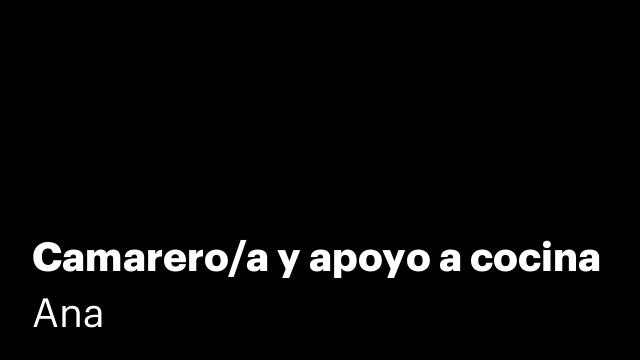 Camarero/a y apoyo a cocina