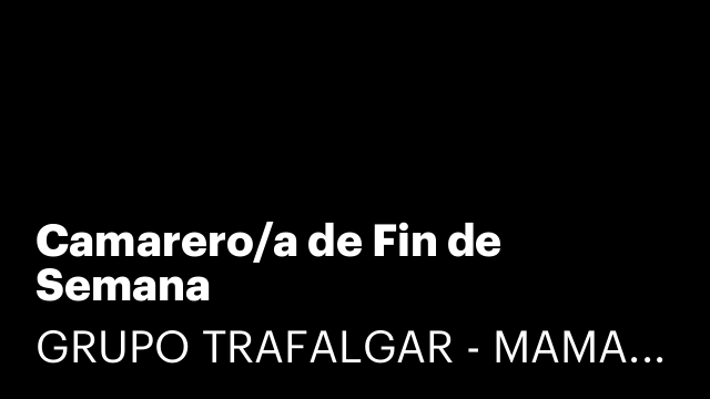 Camarero/a de Fin de Semana