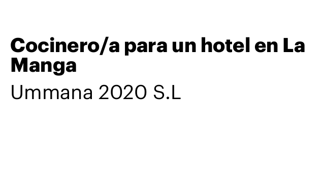 Cocinero/a para un hotel en La Manga