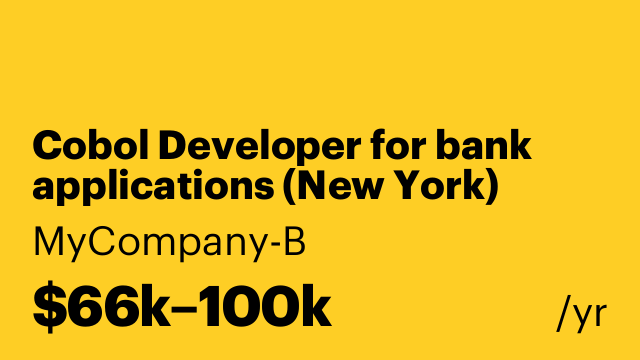Cobol Developer for bank applications (New York)