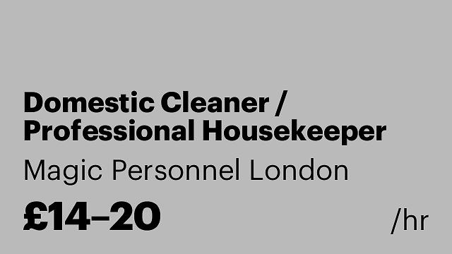 Domestic Cleaner / Professional Housekeeper