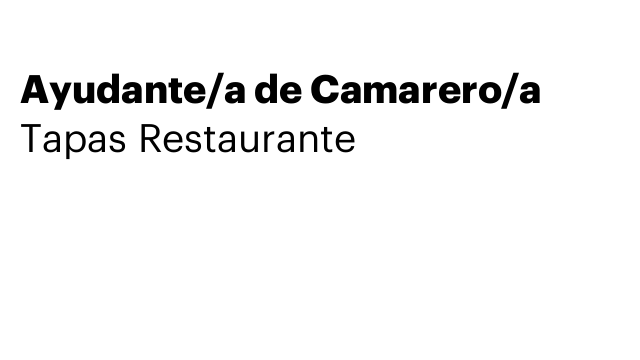 Ayudante/a de Camarero/a