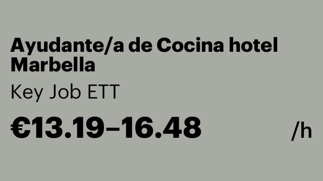 Ayudante/a de Cocina hotel Marbella