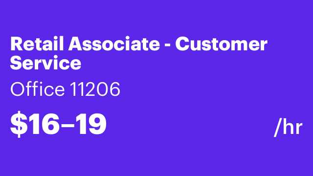 Retail Associate - Customer Service