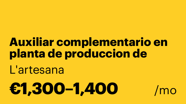Auxiliar complementario en planta de produccion de bolleria