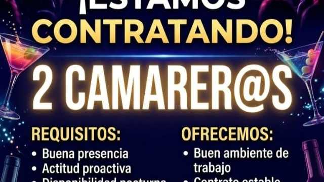 Precisamos 2 camarer@s