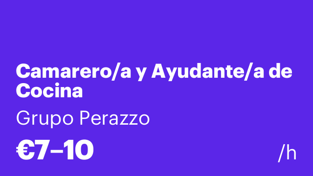 Camarero/a y Ayudante/a de Cocina