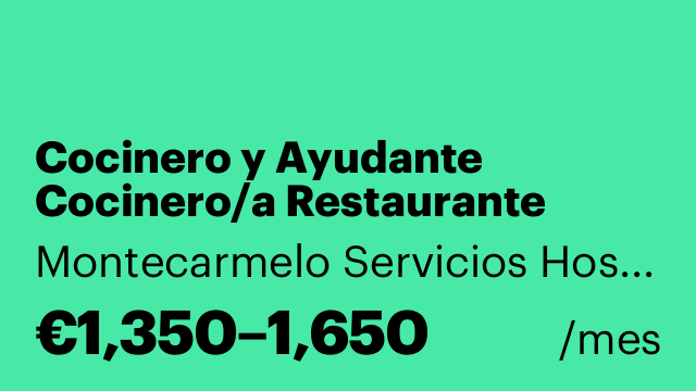 Cocinero y Ayudante Cocinero/a Restaurante Montecarmelo