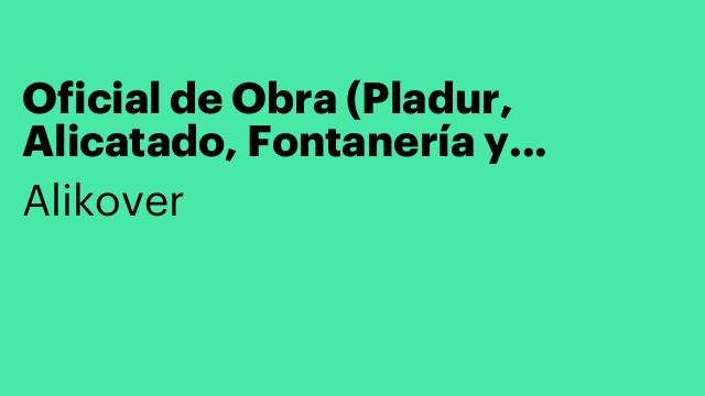 Oficial de Obra (Pladur, Alicatado, Fontanería y electricidad)