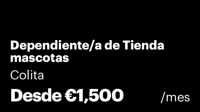 Dependiente/a de Tienda mascotas