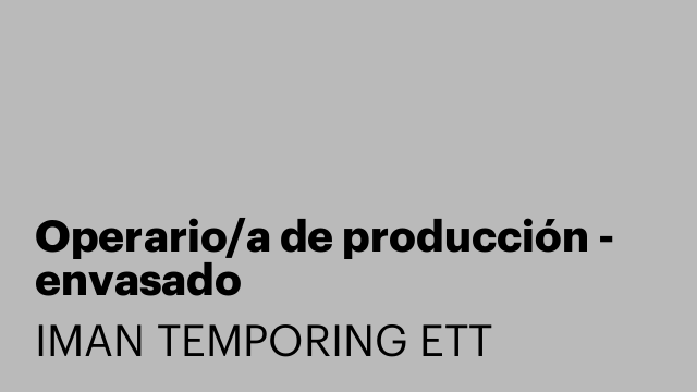 Operario/a de producción - envasado
