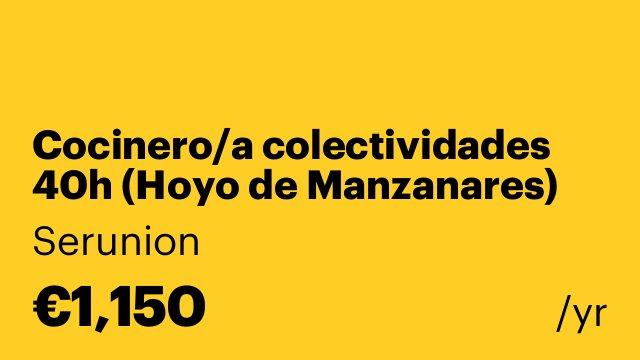 Cocinero/a colectividades 40h (Hoyo de Manzanares)