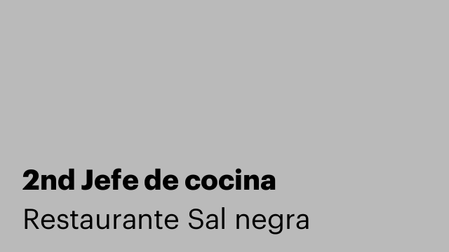 2nd Jefe de cocina