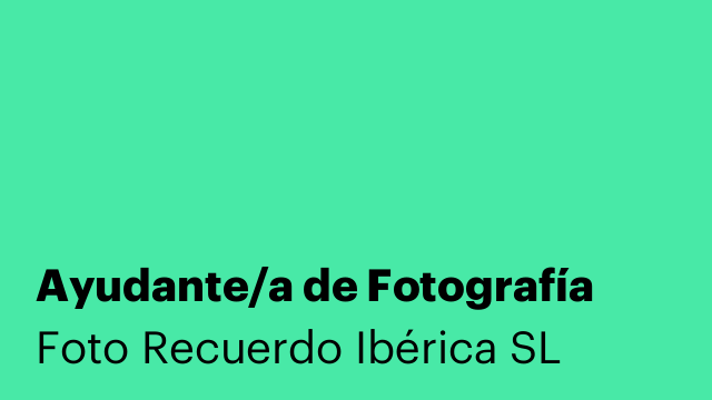 Ayudante/a de Fotografía