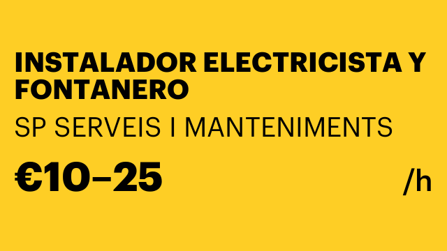 INSTALADOR ELECTRICISTA Y FONTANERO