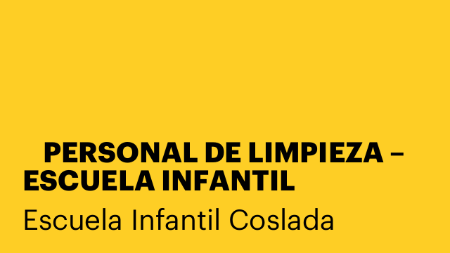 🧹 PERSONAL DE LIMPIEZA – ESCUELA INFANTIL