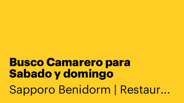 Busco Camarero para Sabado y domingo