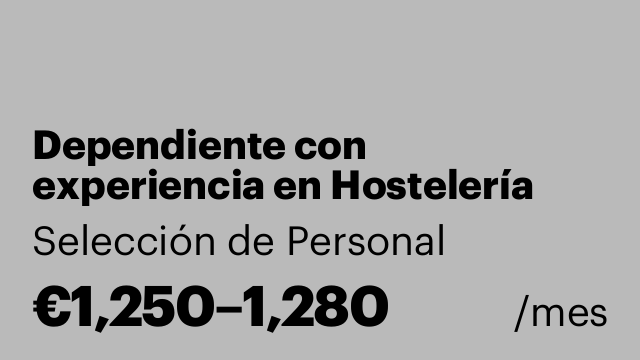 Dependiente con experiencia en Hostelería