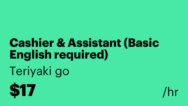 Cashier & Assistant (Basic English required)