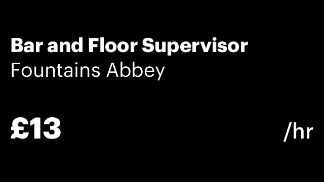 Bar and Floor Supervisor