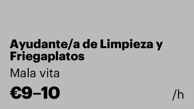 Ayudante/a de Limpieza y Friegaplatos