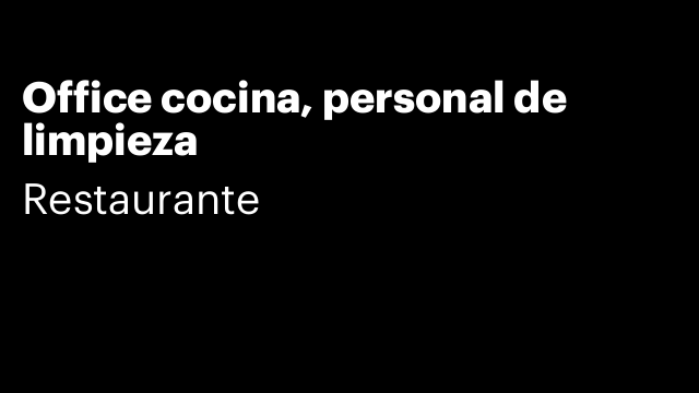 Office cocina, personal de limpieza