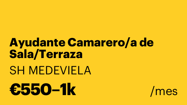 Ayudante Camarero/a de Sala/Terraza