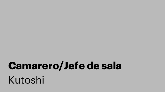 Camarero/Jefe de sala