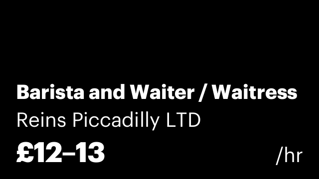 Barista and Waiter / Waitress