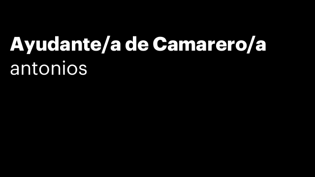 Ayudante/a de Camarero/a