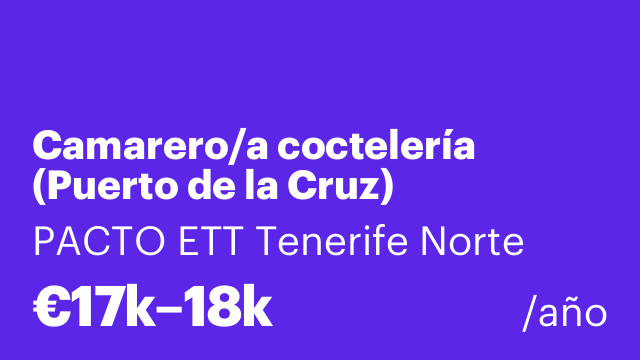 Camarero/a coctelería (Puerto de la Cruz)
