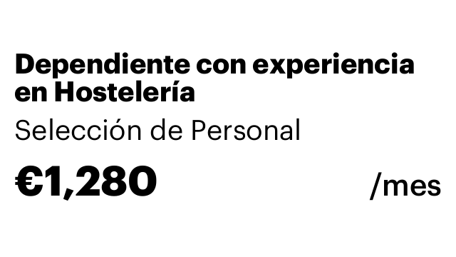 Dependiente con experiencia en Hostelería